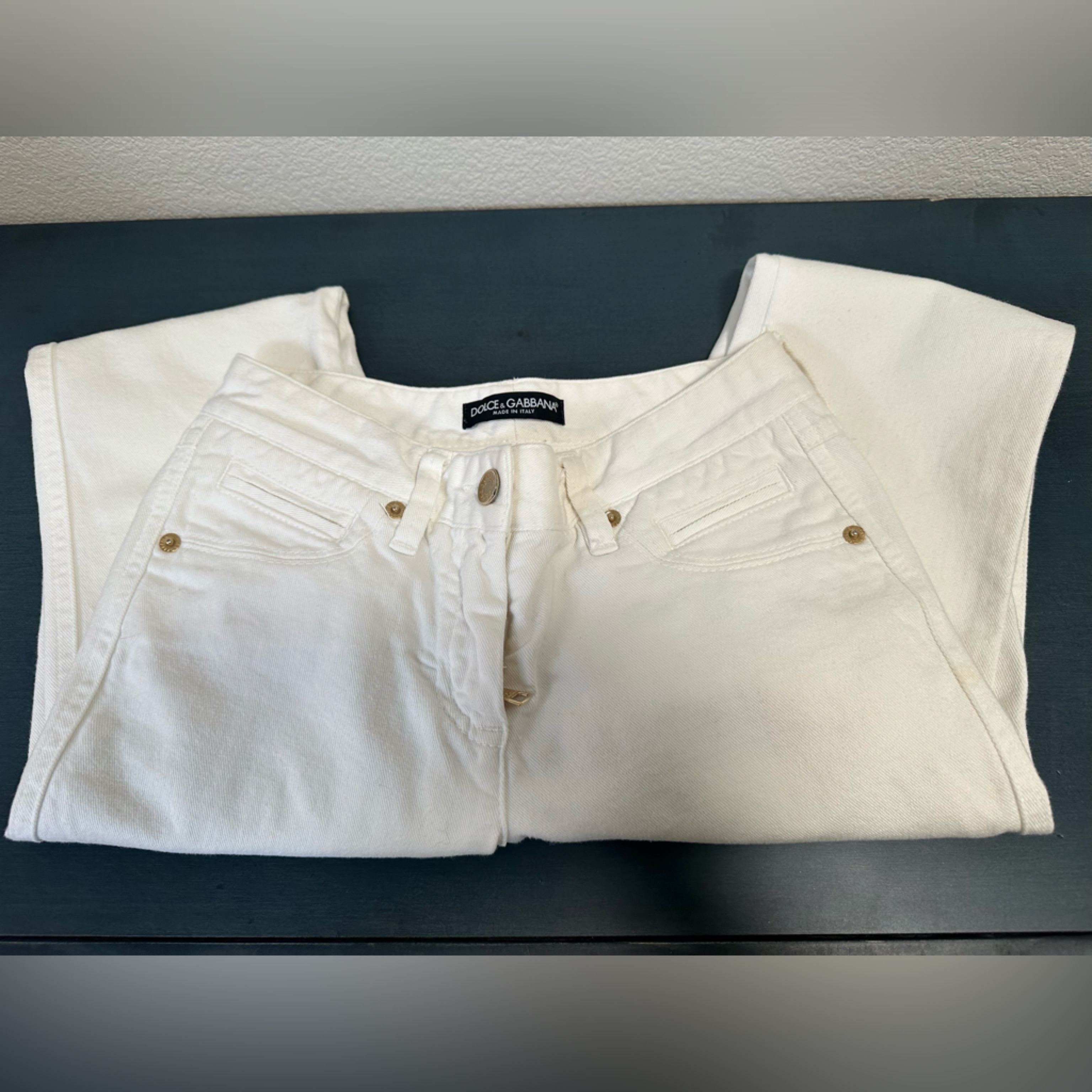 Dolce & Gabbana White Straight Leg Jeans